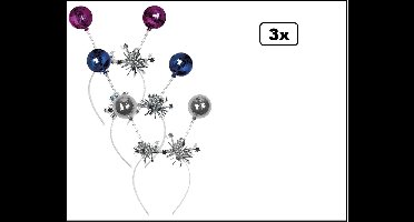 3x Diadeem met discobollen 3 assortie - diadeem haarband disco bal 70s and 80s festival discobol carnaval optocht thema feest