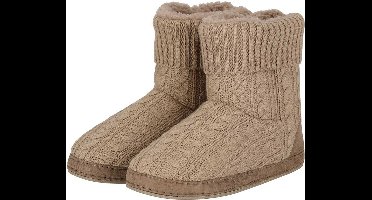Apollo Dames Pantoffels Kabel Patroon Taupe - Maat 37/38