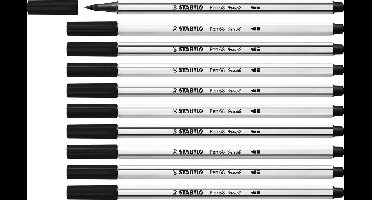 Brushstift STABILO Pen 568/46 zwart - 10 stuks