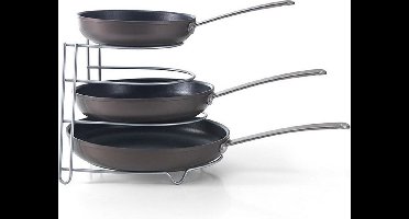 Metaltex - Pannenrek voor Keukenkast - Dekselhouder - Koekenpannen Houder - Zilvergrijs - Ruimtebesparend