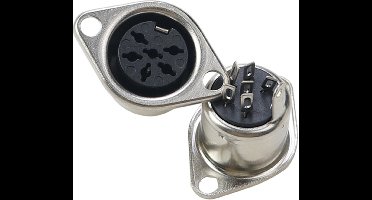 DIN-connector 6pin Female paneelmontage