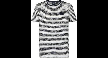Petrol Industries - Heren Gestreept T-shirt Oceanbreezeview - Blauw - Maat XXL