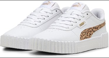 PUMA Carina 3.0 Animal Jr Meisjes Sneakers - PUMA White-Light Sand-PUMA Gold
