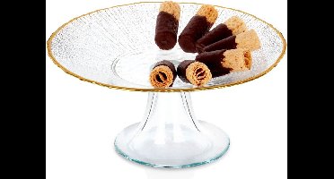 Taartplateau Glas op Voet Gouden 21 cm - Taart - Plateau - Cake Standaard