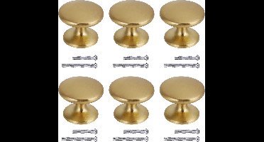 Selbro ® Klassieke Gouden Ronde Kastknoppen Set van 6 met Messing Afwerking en Schroeven