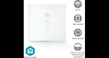 Nedis SmartLife Wandschakelaar - Gordijn / Sluiter / Zonnescherm - Muurmontage - 300 W - Android / IOS - Glas - Wit