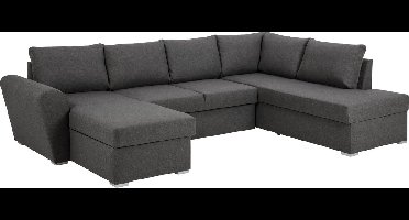 Stefan slaapbank met chaiselongue links, grijs.