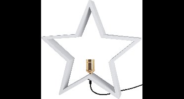 STAR Trading Lysekil Kerst Tafellamp Ster - E27 - 50 cm- hout/staal/wit/geelkoper