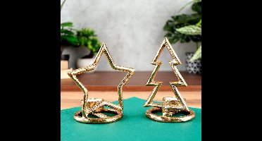 Kandelaar voor Een Lange Kaars Aluminium Gouden 15,5 / 16 cm 2 stuks - Kaarsen - Kaarsenstandaard - Kaarsenhouder - Decoratie