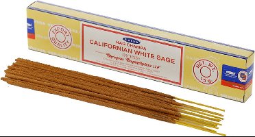 Satya Nag Champa wierrook stokjes Witte Salie geur - 15x - Lichaam in balans - Meditatie - staafjes van 21 cm