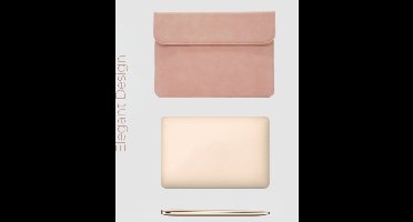 Luxe leren Laptophoes / Tablethoes 16inch, Eco-leer, Laptop hoes voor Macbook ( Apple, HP, Lenovo, Acer), Laptop Sleeve with magnetic closing, Laptophoes met magnetische sluiting, Roze