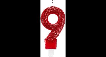 Amscan Kaars '9' Rood 7 Cm