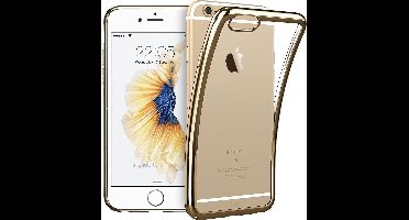 Hoesje geschikt voor Apple iPhone 6 - Electroplating TPU Case Transparant met Gouden Bumper (Golden Silicone Hoesje)