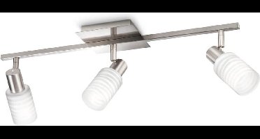 Plafondspot / Plafondlamp (3-lamps) PHILIPS myLiving Kauri, 5210317PN, Matt Chrome, Exclusief lichtbronnen, Doos is klein beetje beschadigd