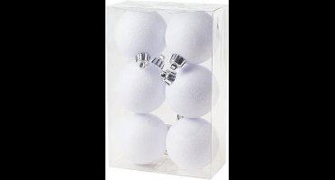Cosy&Trendy Kerstballen Ø 6 cm - Wit glitter - Set-6