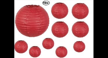 Papieren lampionnen, decoratie lampionnen, feestelijke lampionnen - rood - 25cm - 10 stuks