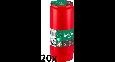 20 stuks Bolsius graflichten rood transparant herdenkingskaars nr. 4 140/57 (75 uur)