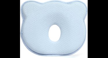 Baby platte hoofdsteun, pasgeboren kussen, zuigelingenhoofd misvormd kussen 0-12 maanden, pasgeboren memory foam reiskussen, baby kussen, 3D baby kussen - blauw - 25*23*3*1