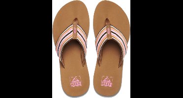 Reef Spring Woven Smoothie Stripe Dames Slippers - Cognac/Roze - Maat 42,5