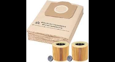 20 stofzuigerzakken + 2 filters voor stofzuigers WD3 en MV3. Alternatief voor 6.959-130.0 (zak) en 6.414-552.0 (patroonfilter)