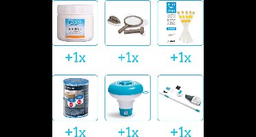 Zwembad Onderhoudsset - Startersset bevat Chloor - Scrubpad - Schepnet - Borstel - Testrips en Filters - Chloordrijver - Stofzuiger - Spa Onderhoud Startersset - Onderhoud voor Spa - Geschikt voor alle type Spa's (6-delig)