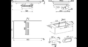 Smeg Universal HOBD482D2 kookplaat Zwart Ingebouwd 83 cm Inductiekookplaat zones 4 zone(s) Inbouw afzuigkap