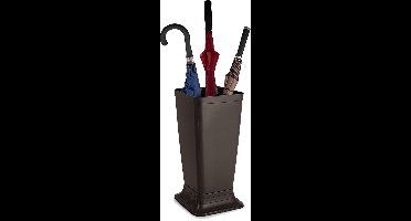 Plasticforte Paraplubak/parapluhouder Plain - bruin - glad kunststof - D26 x H52 cm - op verhoogde voet - uitlekbak