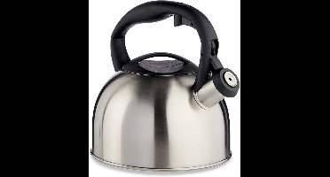 kinvara fluitketel - RVS - 2.5 liter - zilver/zwart - waterkoker voor camping/ caravan/ camper