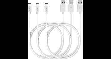 3x USB C naar USB A Kabel Wit - 3 meter - Oplaadkabel voor Samsung Galaxy S10 / S10+ / S10 Plus / S10e