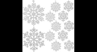 Ruhhy Set van 12 Glitter Sneeuwvlokken - Perfecte Kerstboom Decoratie