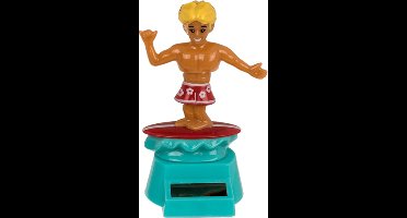 Out of the Blue Solar bewegend figuur - surfer - rood - kunststof - 10 cm