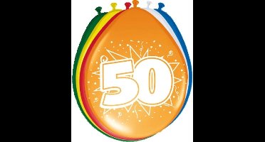 Folat Verjaardag leeftijd ballonnen 50 jaar - 16x - multi - 30 cm - Abraham - versieringen
