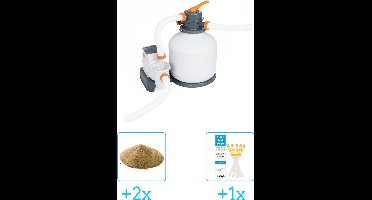 Bestway - Zandfilterpomp 58497 - 5.678 liter per uur inclusief Interline Vulling Zandfilter 0.4/0.8mm - Zwembad-Toebehoren - 25 kg (2 stuks) & WAYS Testrips (1 stuks)