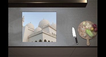 Inductieplaat Beschermer - Bovenkant van Witte Sjeik Zayed Moskee, Abu Dhabi, Verenigde Arabische Emiraten - 58x51 cm - 2 mm Dik - Inductie Beschermer - Bescherming Inductiekookplaat - Kookplaat Beschermer van Wit Vinyl