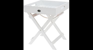 Relaxwonen - Dienblad - Bijzettafel - Ontbijt op Bed - Afneembaar Blad - Hout - Wit - 30x30x36 cm