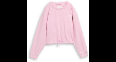 Tom Tailor - Cropped sweatshirt met print - Maat 176 - cold pink