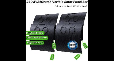 Zonnepanelen Set – Zonnepaneel Kit – Solar Panel Module – Balcon Zonnepaneel – 4x240W 960W Variant – Flexibele Monokristallijn – IP67 Waterdicht & Plug & Play