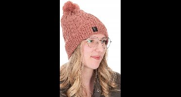 Fox Wintermuts Dames - Gebreid met Pompon - Dusty Roze