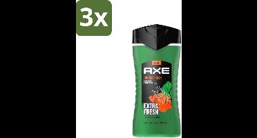 Axe - 3-in-1 Douchegel - Jungle Fresh - Palm Leaves & Amber - Extra Fresh - 250 ml - Bulkverpakking - 3 stuks