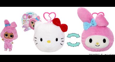 L.O.L. Surprise Loves Hello Kitty® and Friends Reversible Plush Surprise!™- Pluchen figuurtje in ondoorzichtige verpakking met bijpassende minipop, Sanrio-personages, speelplezier voor onderweg, 5 verrassingen, 6 schattige stijlen!