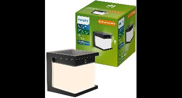 Philips Diara Solar wandlamp - Zonne-energie - Warmwit licht: 2700K - Zwart - Twee lichtstanden - Schemersensor - Bewegingssensor - IP44: weerbestendig - Solar buitenverlichting