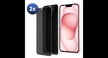 Privacy Screenprotector iPhone 15 / 15 Pro – Privacy Glass – 2-Pack – Anti-Spy – Gehard Glas 9H – Case Friendly