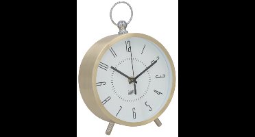 Gerimport Tafelklok - metaal - goud - 17 x 7 x 25 cm - klok - tafel klok - tafelklokken - wekker look - vintage
