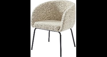 Boraboi® Comfortabele beige fauteuil met badstof bekleding en metalen voet, 58 x 60 x 80 cm, Badstof, Beige