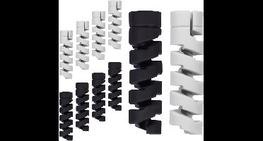 24 stuks flexibele siliconen kabelbeschermers voor opladerkabels - zwart/grijs - bescherming voor telefoons, laptops en datakabels