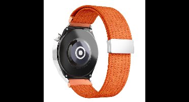 Nylon bandje - geschikt voor Garmin Vivoactive 4 / Venu 3 / Venu 2 / Forerunner 255 / Forerunner 265 / 570 (47mm) en Polar Vantage M / M2 / V3 / Grit X (Pro) - elastisch met magneetsluiting - oranje