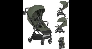 LIONELO Bess Baby Stroller (6-48 Months) up to 22 kg, Compact One Hand Folding, Reclining Function, Buggy with 360° PU Wheels and Suspension, UPF50+ Sun Canopy, Lightweight with Carry Bag, Green