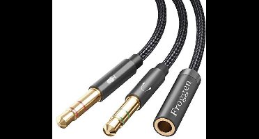 Audio Splitter Kabel 3.5 mm Female naar Dual Male – Nylon Aux Kabel voor Headset en Microfoon