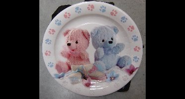 Bordjes Beer roze en blauw 10stuks