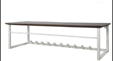 Kapstok Antigua met hoedenplank mangohout - 11 haken - walnoot - 100x35x27 cm